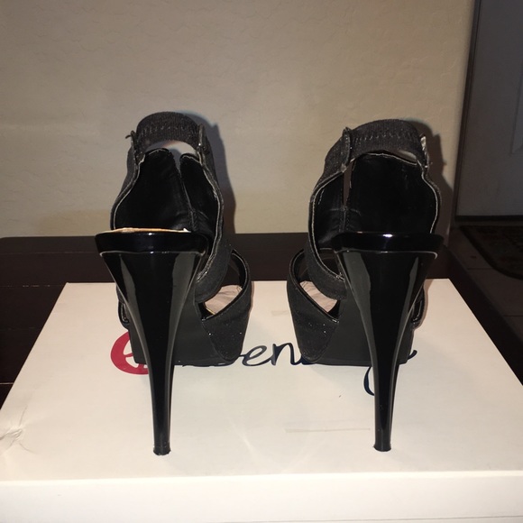Olsenboye Black Shimmer Platform Stilettos - Picture 4 of 4
